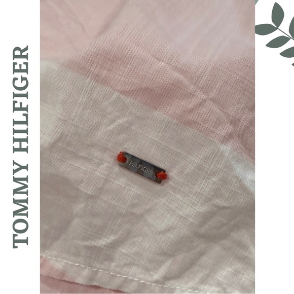 🛍️3/$40 Cotton Stripe Top by Tommy Hilfiger - Pink White Blouse Plus Size XXL - Picture 7 of 7